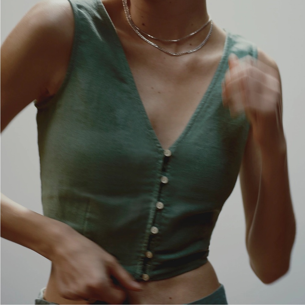 NWT Madewell Linen Crop Top - Picture 2 of 10